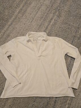 Frank & Eileen TEE LAB White Patrick Capelet Raw Hem Top - Small